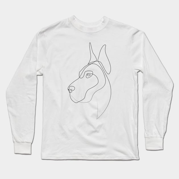 Great Dane - one line drawing Long Sleeve T-Shirt by addillum